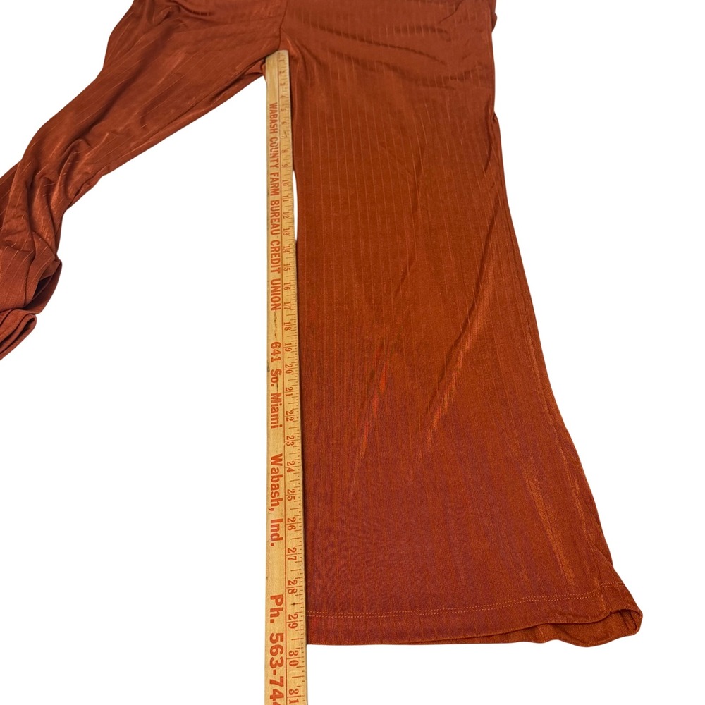89th + Madison Womens Rust Orange Plisse Wide Leg Pants High Rise NWT Size M - Picture 5 of 7
